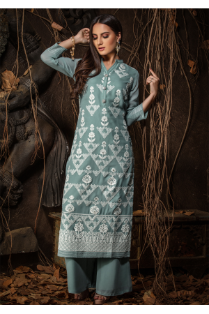 Grey Color Designer Georgette Kurti